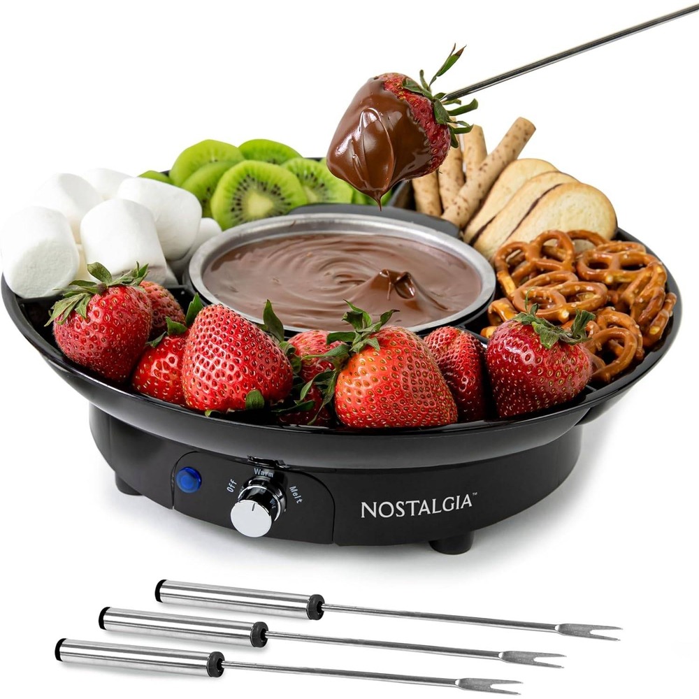 Nostalgia 10 oz‎ Electric Fondue Party Set for Melted Chocolate, Cheese, Sauce o